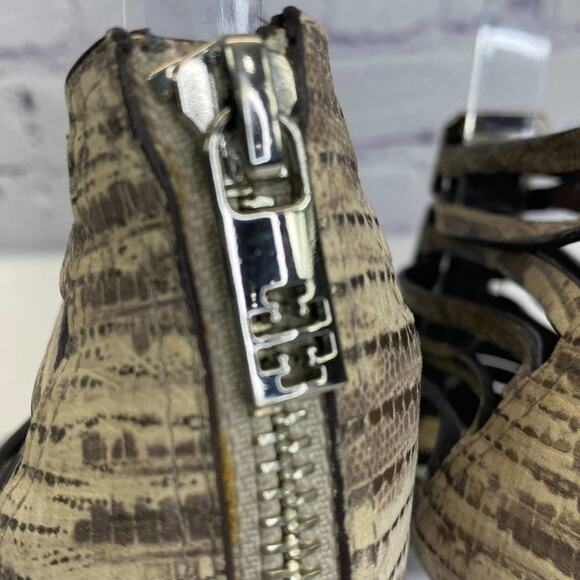 Tory Burch Strappy Peep Toe Heels Size 6.5 Animal Print Buckles Designer Shoes - Picture 7 of 12